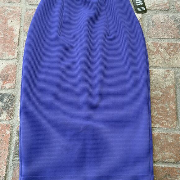 Express Strapless Blue Dress Sweetheart Midi Bodycon NWT Size S - Picture 3 of 8